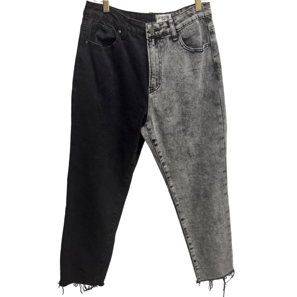 Insane Gene Two-Tone Black & Gray High Rise Jeans Size 7 / Waist 27 Funky Trendy - Picture 1 of 13